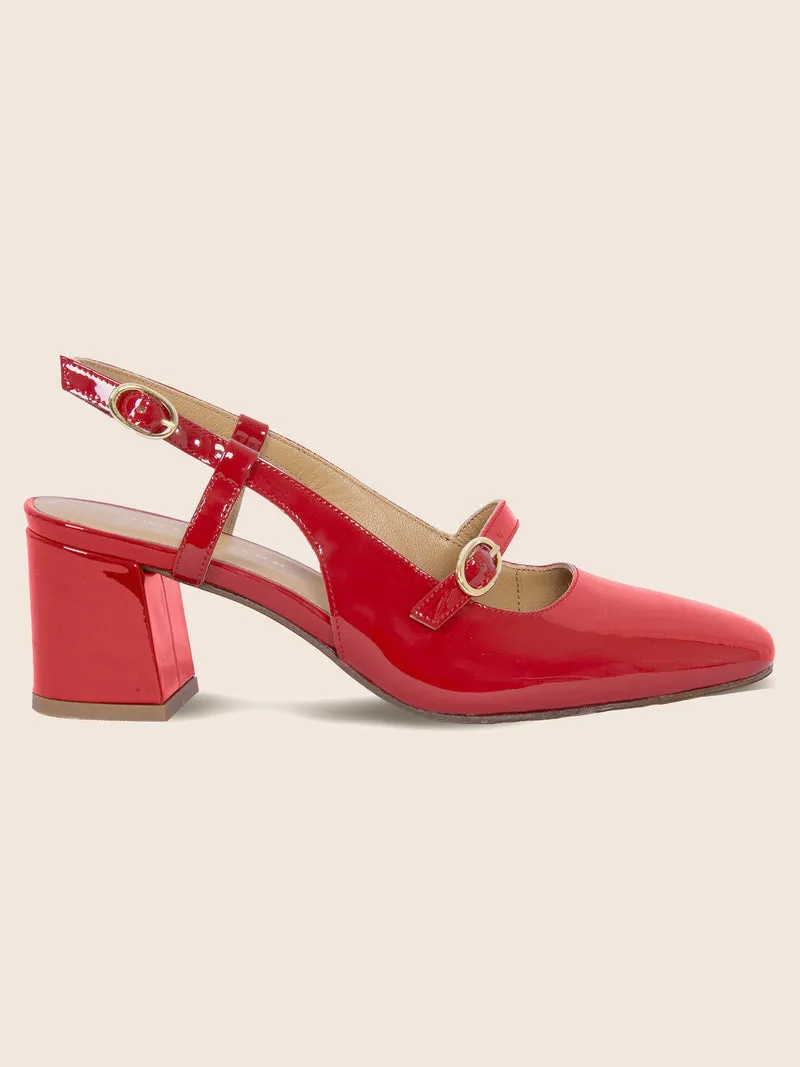 Escarpins slingback cuir vernis rouge