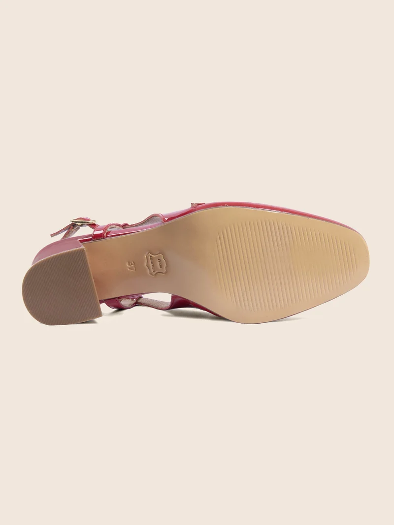 Escarpins slingback cuir vernis rouge