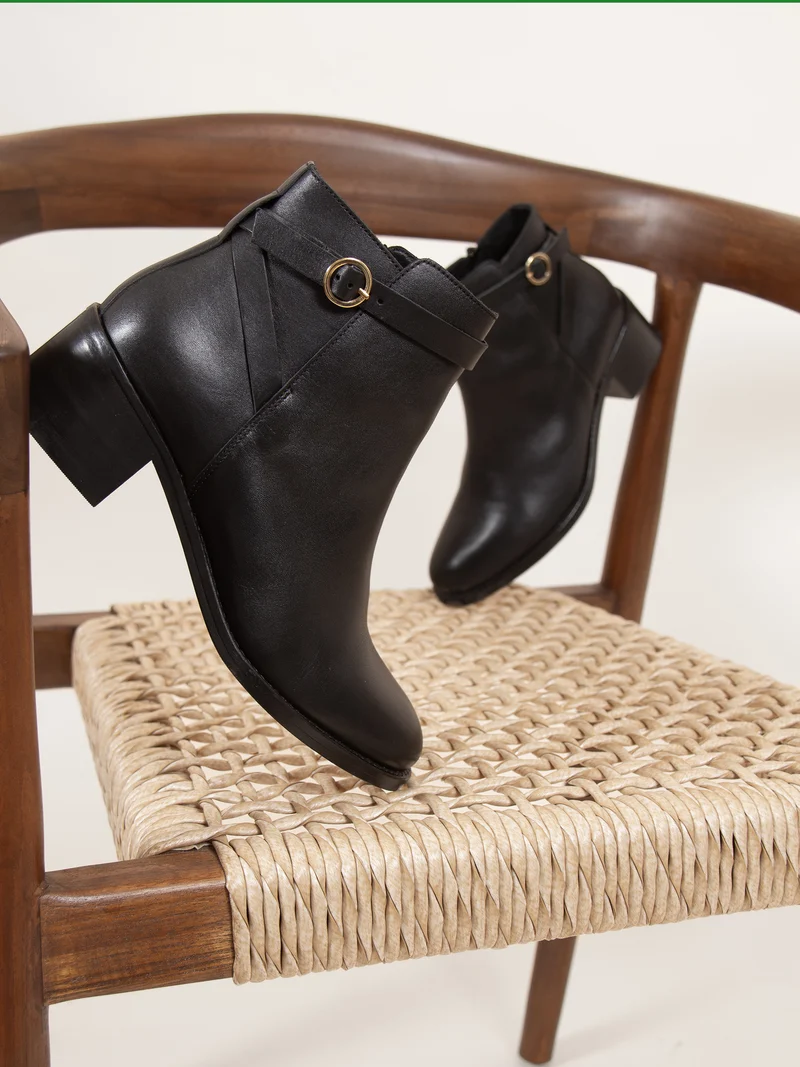 Bottines cavalières cuir noir