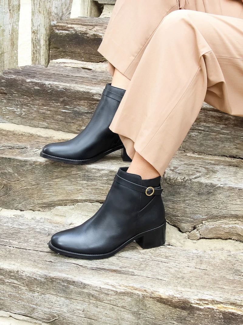 Bottines cavalières cuir noir