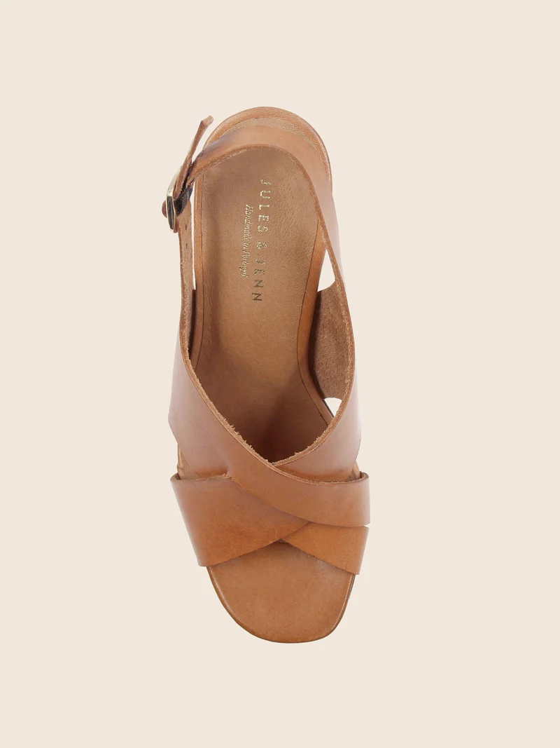 Sandales graphiques cuir camel