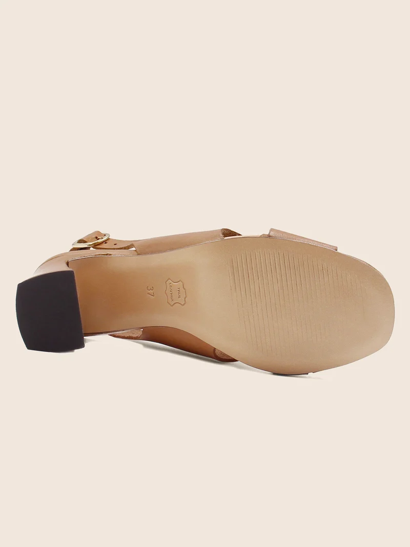 Sandales graphiques cuir camel