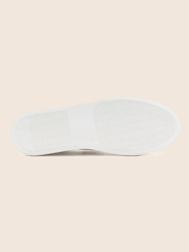 Baskets montantes cuir blanc bleu