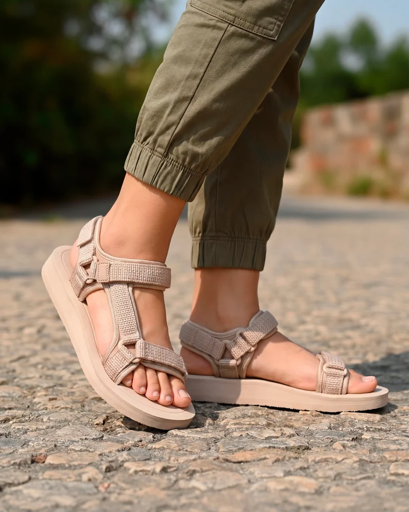 Sandales Femme Sport à talon Beige