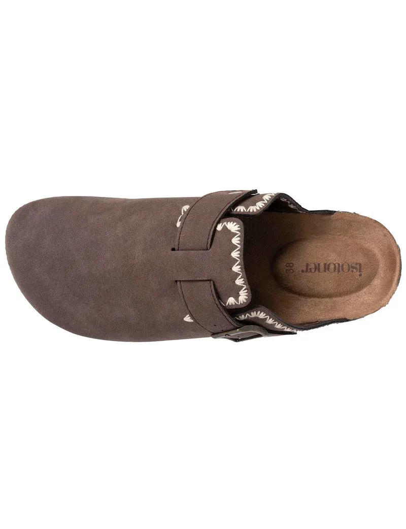 Sabots Femme Chocolat brodé