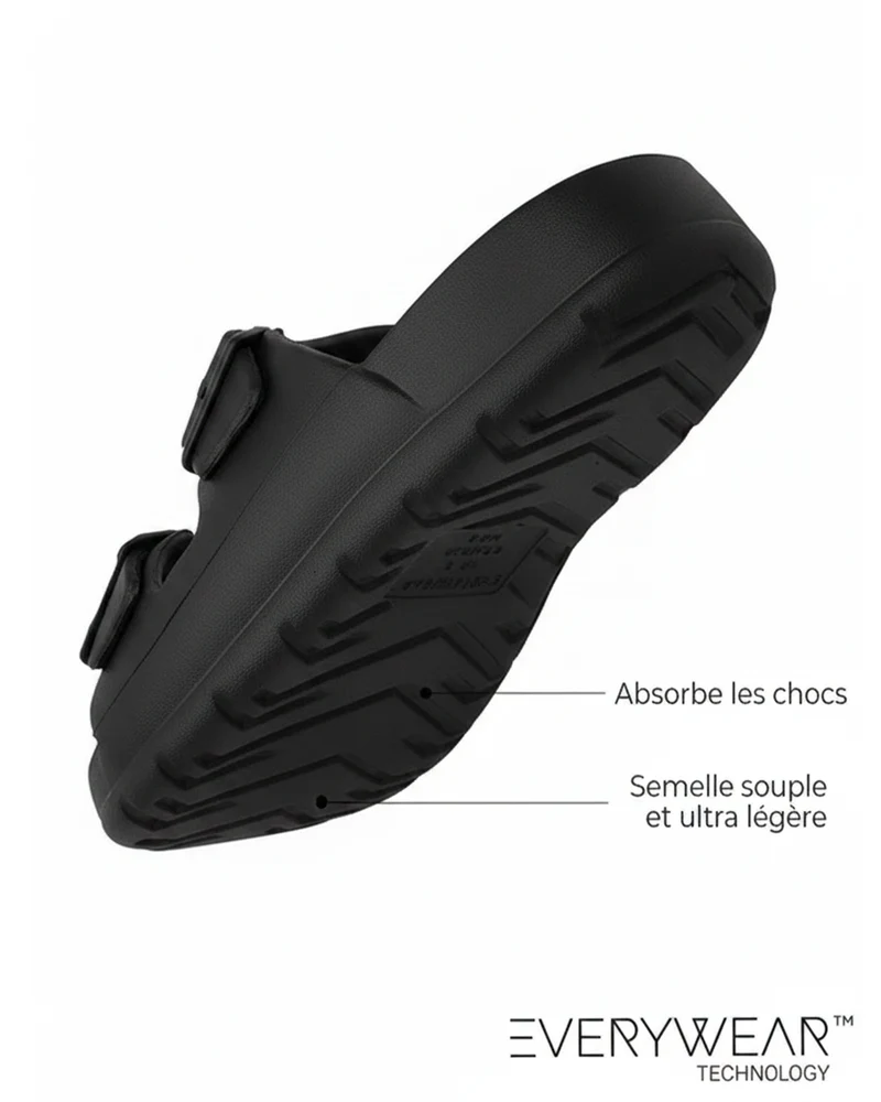 Mules claquettes Homme ajustables Gris