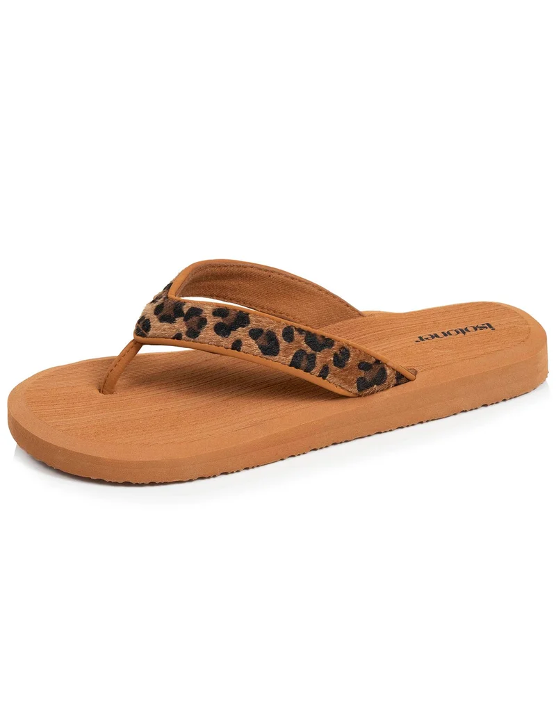 Tongs Femme yoga jungle Marron/Léopard