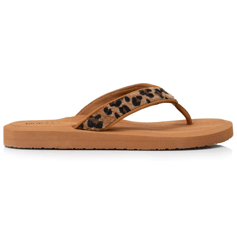 Tongs Femme yoga jungle Marron/Léopard