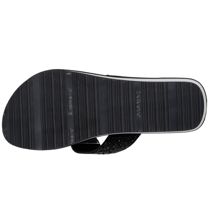 Tongs Femme perles à talon Noir/argenté