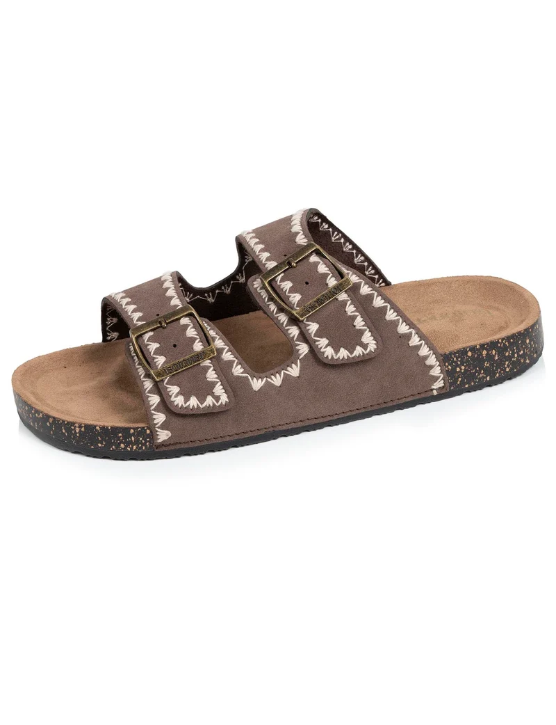 Mules sandales Femme double bride Chocolat