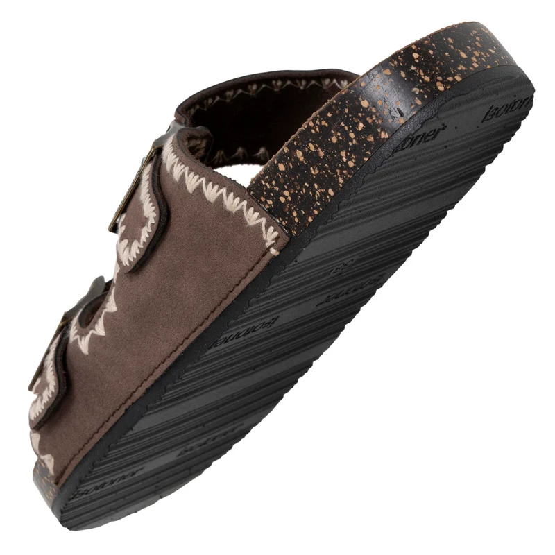 Mules sandales Femme double bride Chocolat
