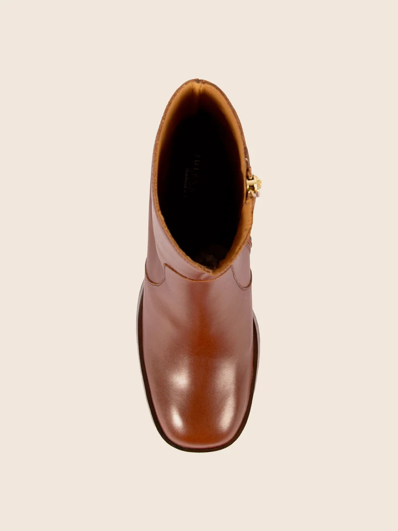 Bottines plateforme cuir camel