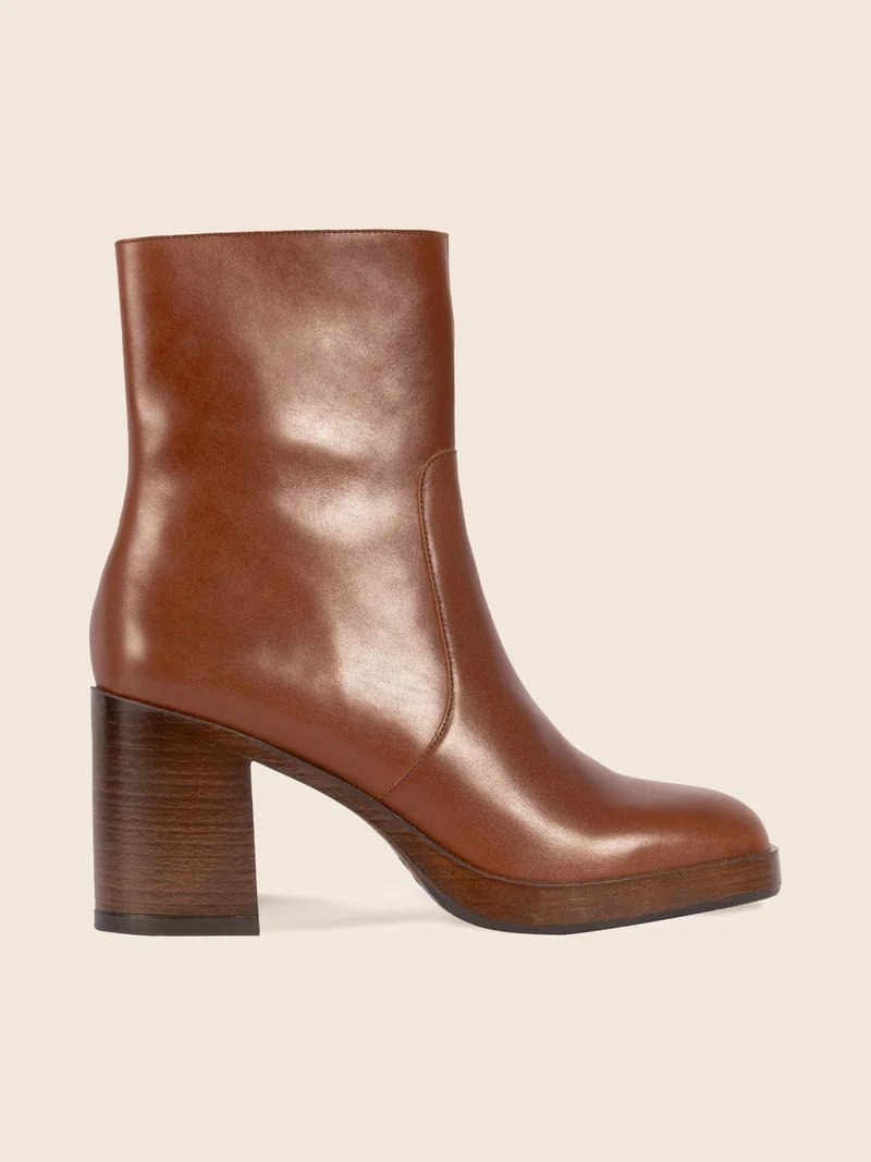 Bottines plateforme cuir camel