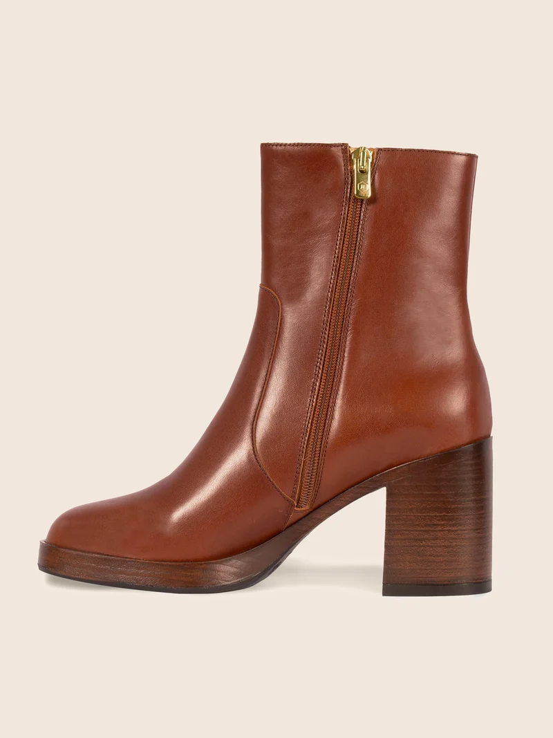 Bottines plateforme cuir camel