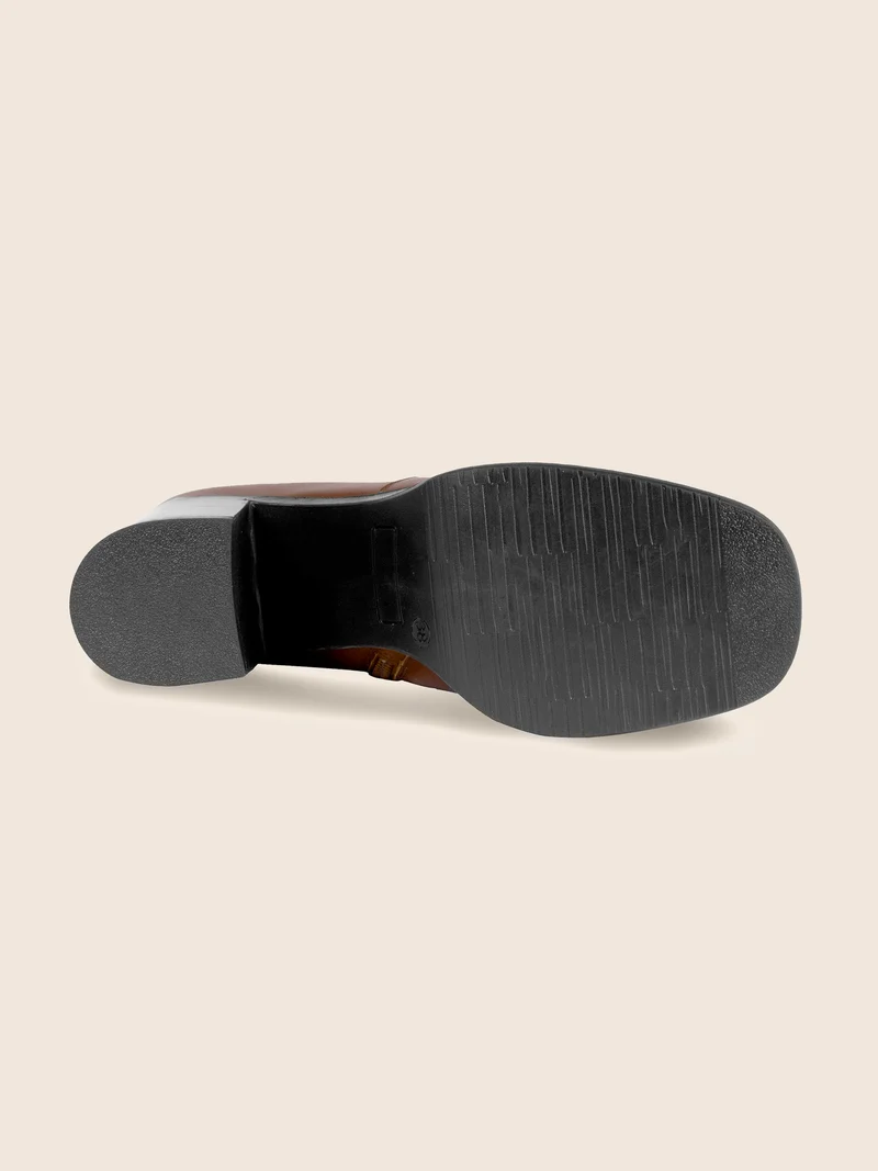 Bottines plateforme cuir camel