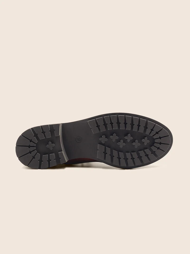 Bottines plates à lacet cuir cognac