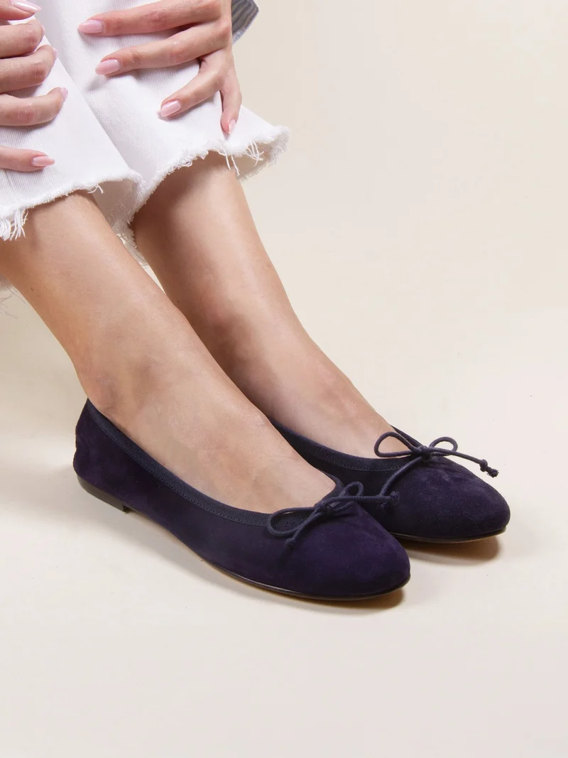 Ballerines classiques cuir daim bleu