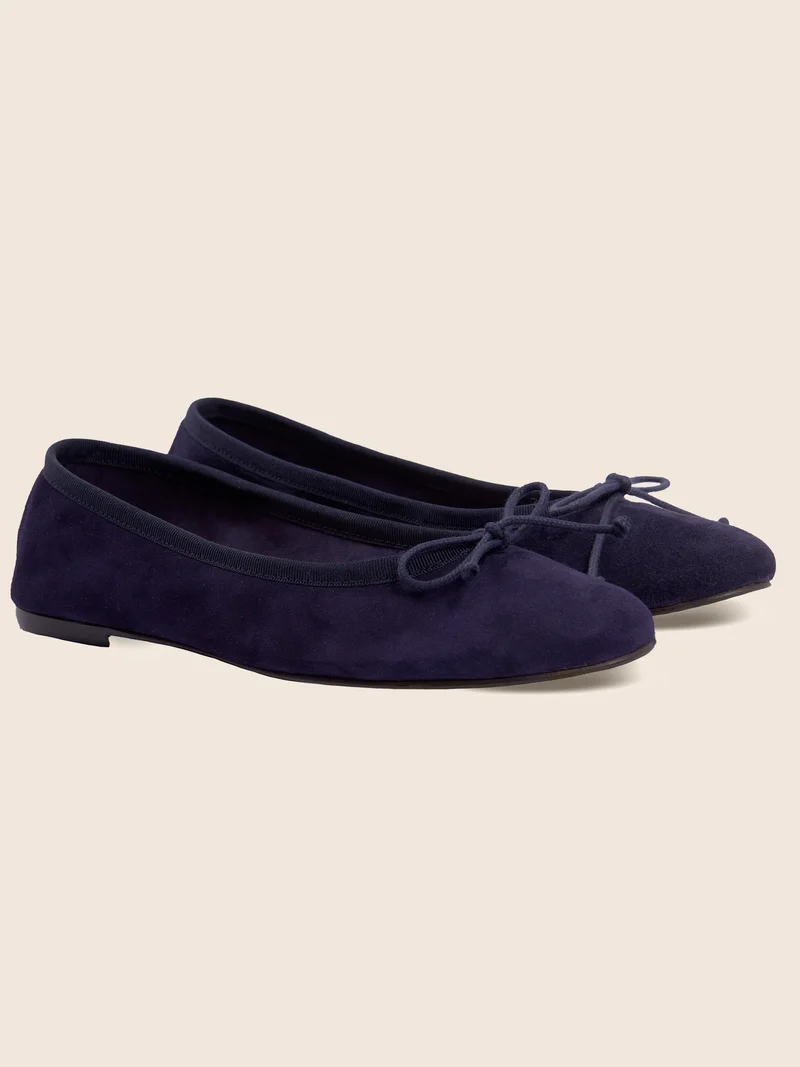 Ballerines classiques cuir daim bleu