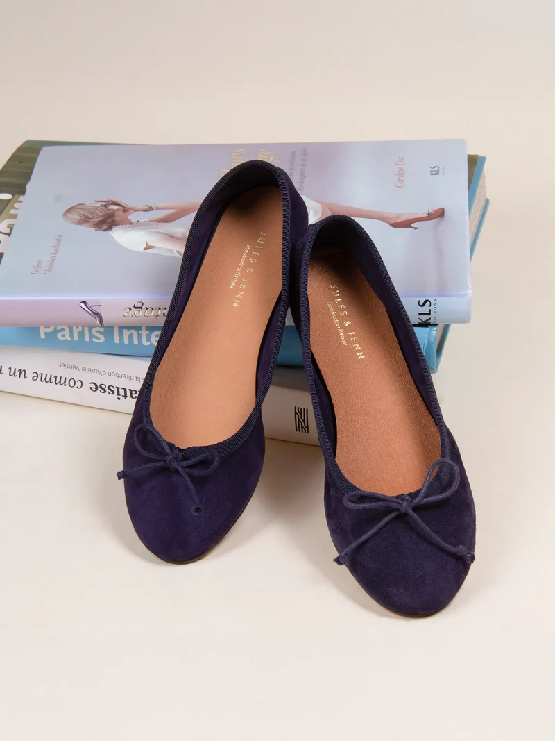 Ballerines classiques cuir daim bleu