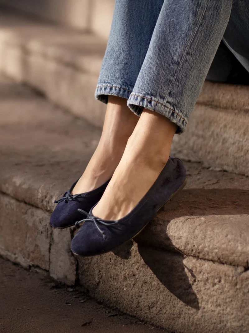 Ballerines classiques cuir daim bleu