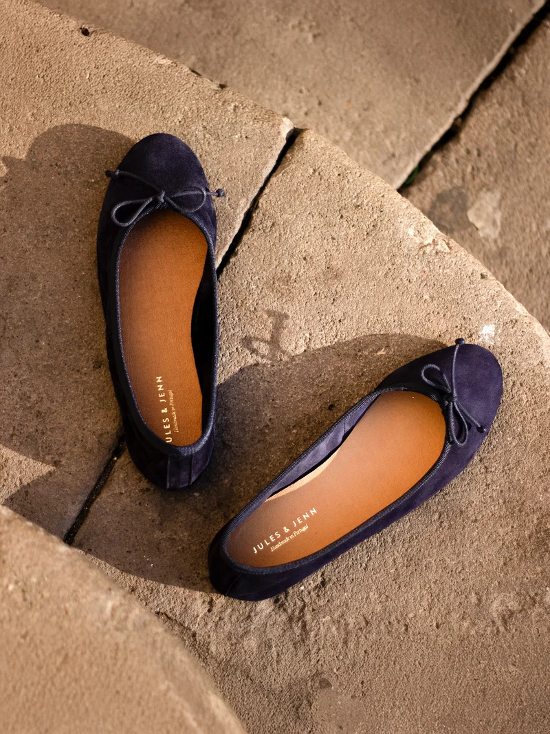 Ballerines classiques cuir daim bleu