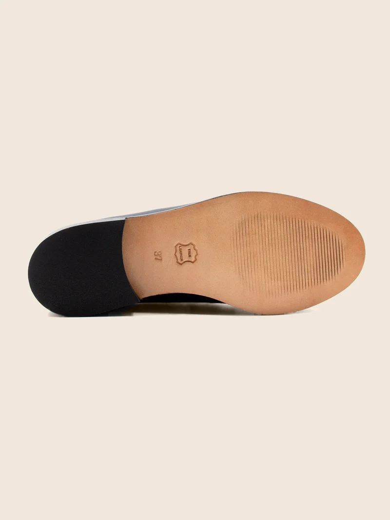 Mocassins cuir bleu blanc