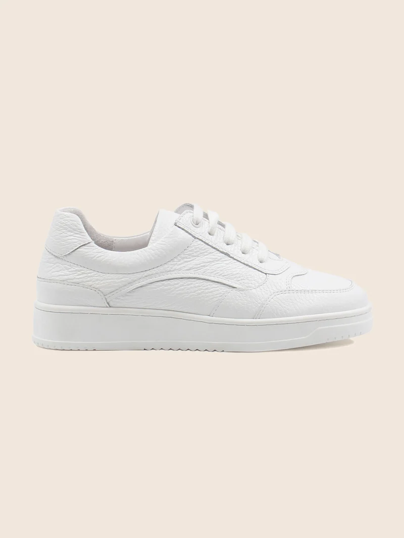 Baskets vintage cuir grainé blanc