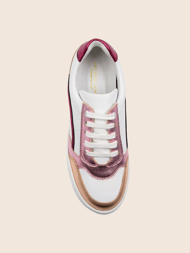 Baskets vintage cuir blanc rose