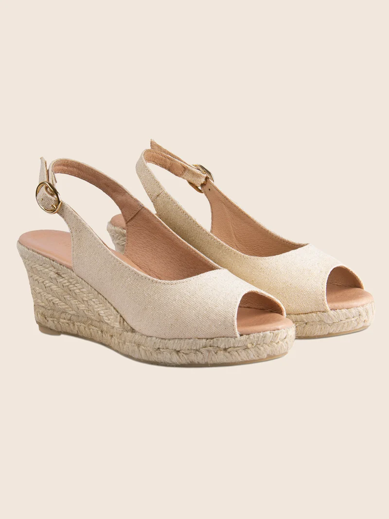 Espadrilles slingback recyclées doré