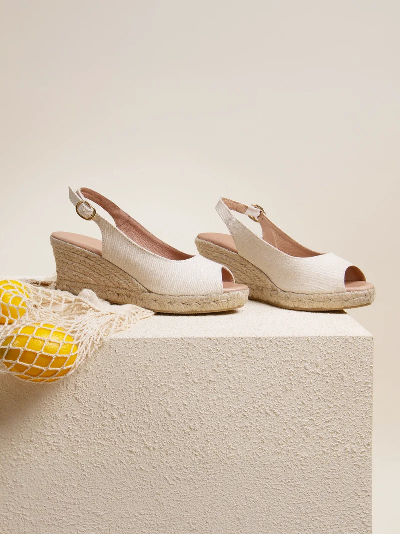 Espadrilles slingback recyclées doré