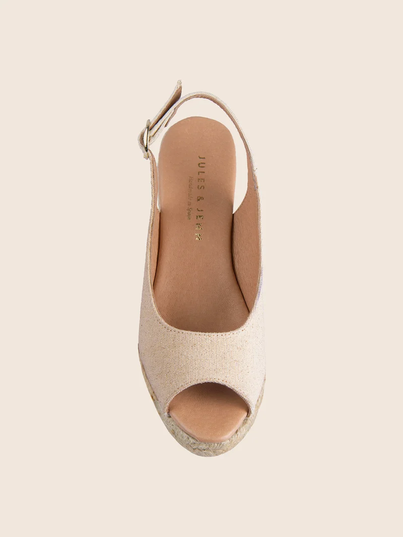 Espadrilles slingback recyclées doré