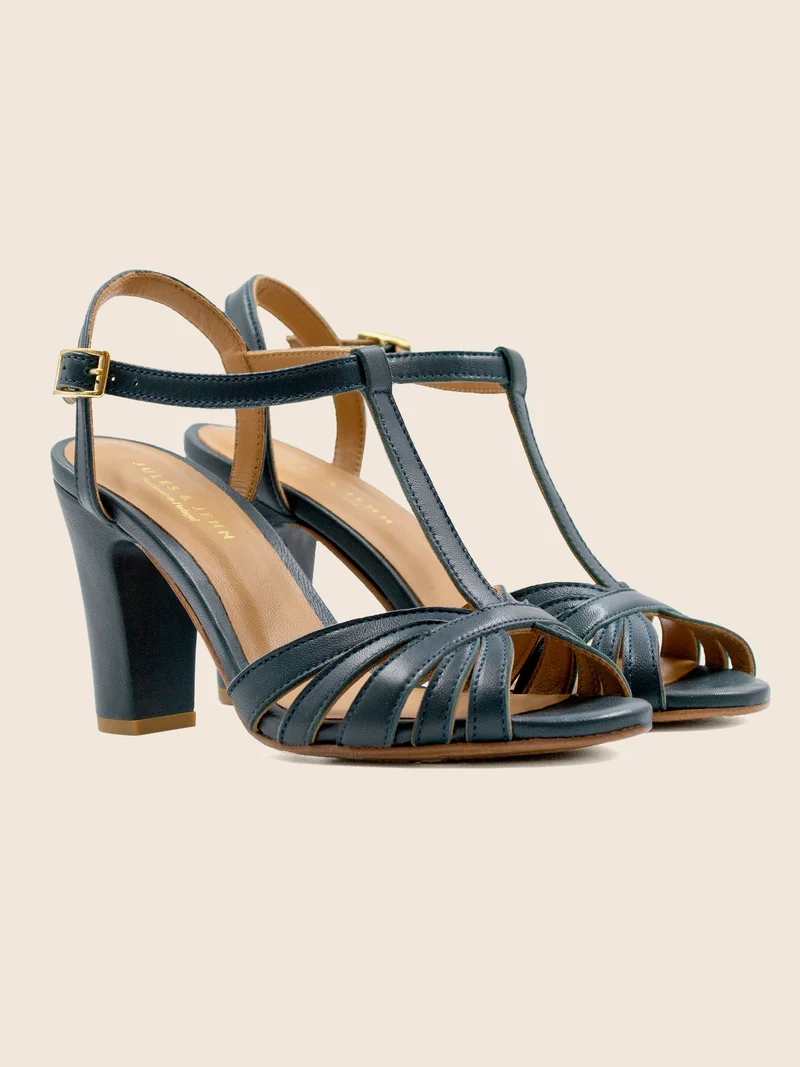 Sandales talon brides cuir vert