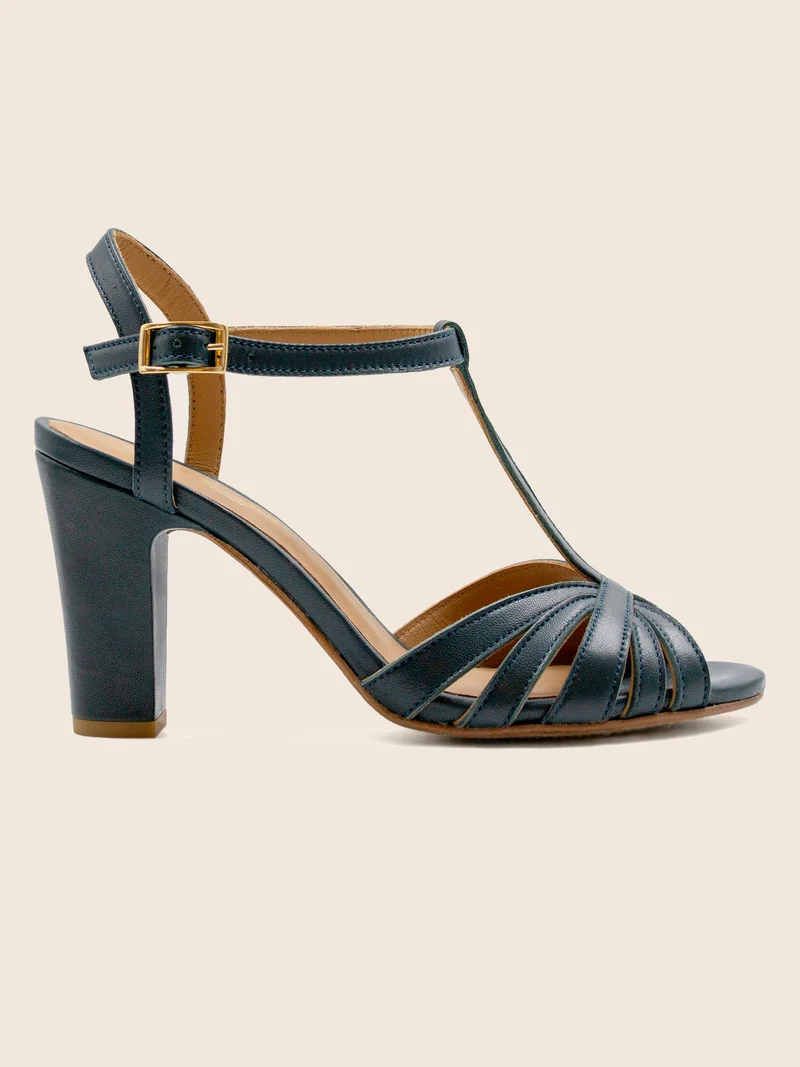 Sandales talon brides cuir vert