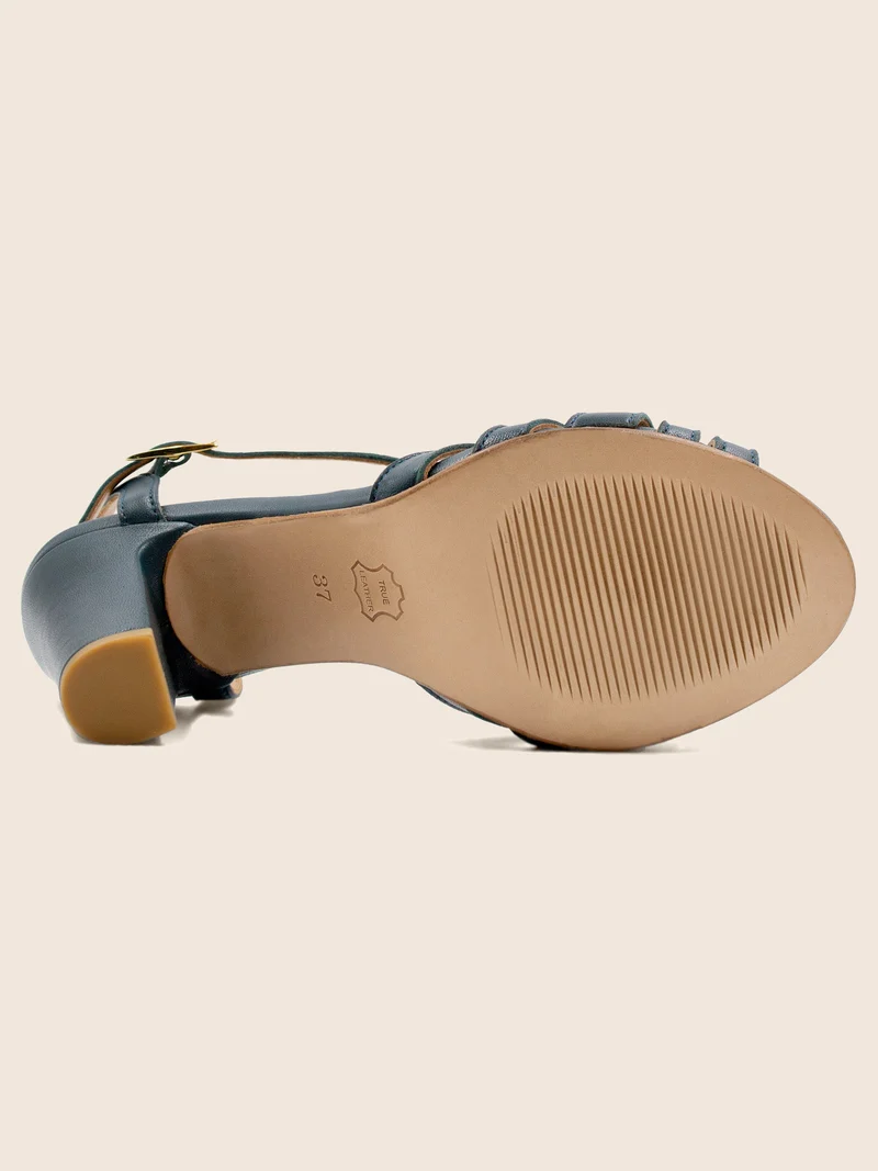 Sandales talon brides cuir vert