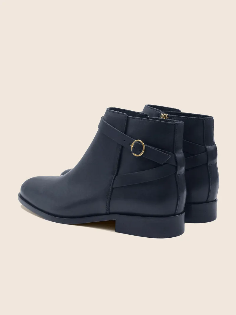 Bottines cavalières plates cuir bleu