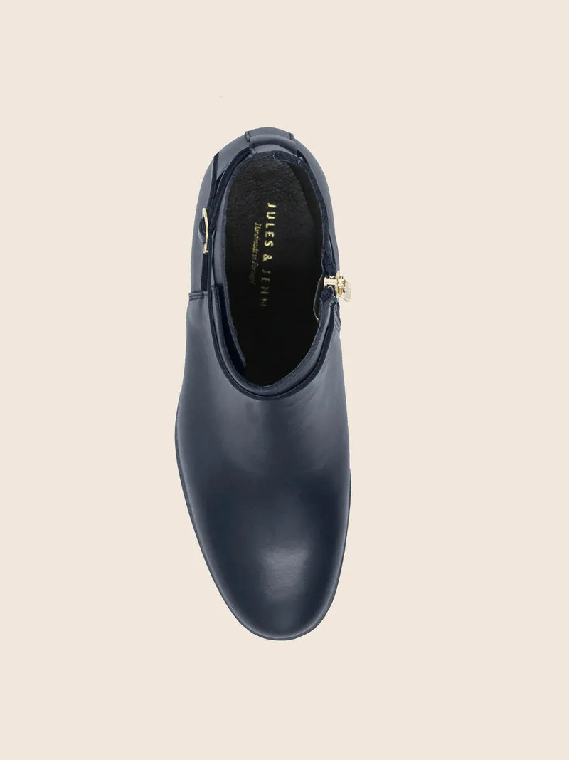 Bottines cavalières plates cuir bleu