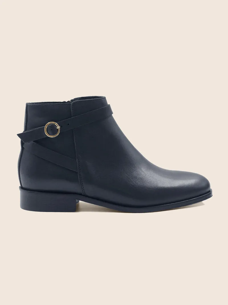 Bottines cavalières plates cuir bleu