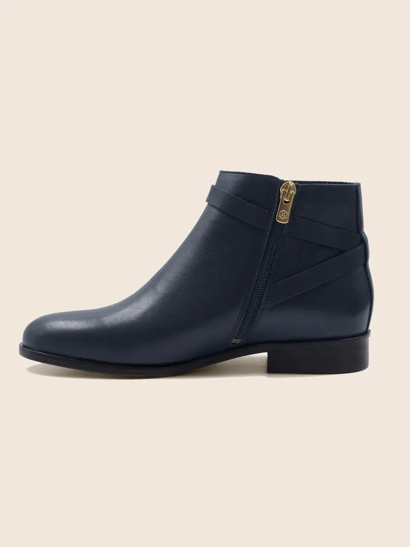 Bottines cavalières plates cuir bleu