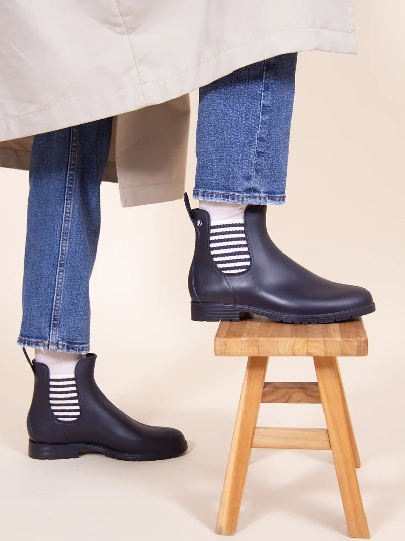 Bottines de pluie bleu blanc