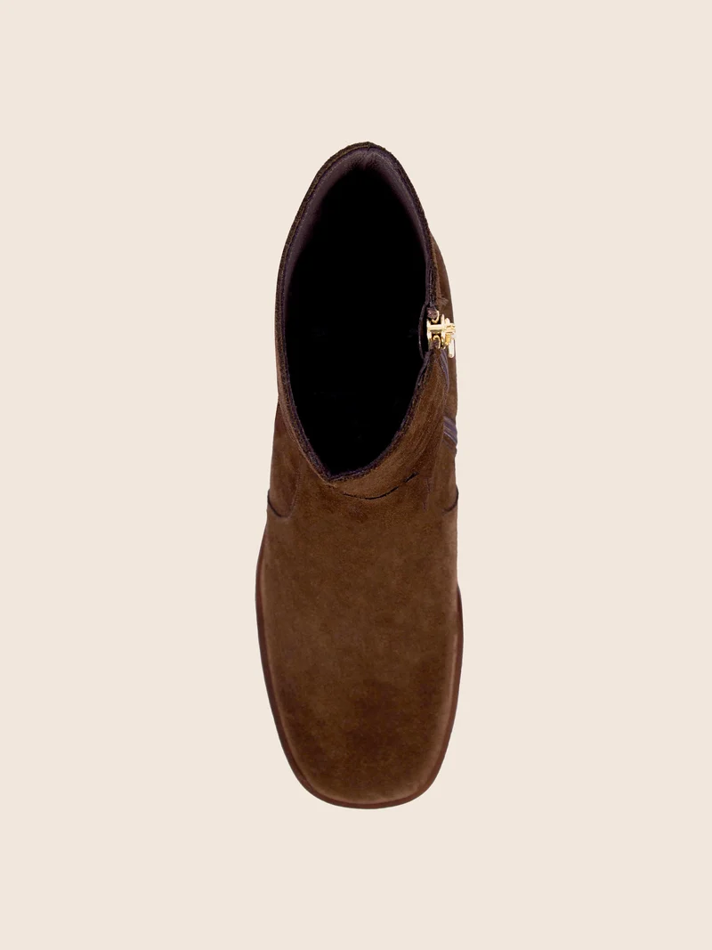 Bottines plateforme cuir daim marron