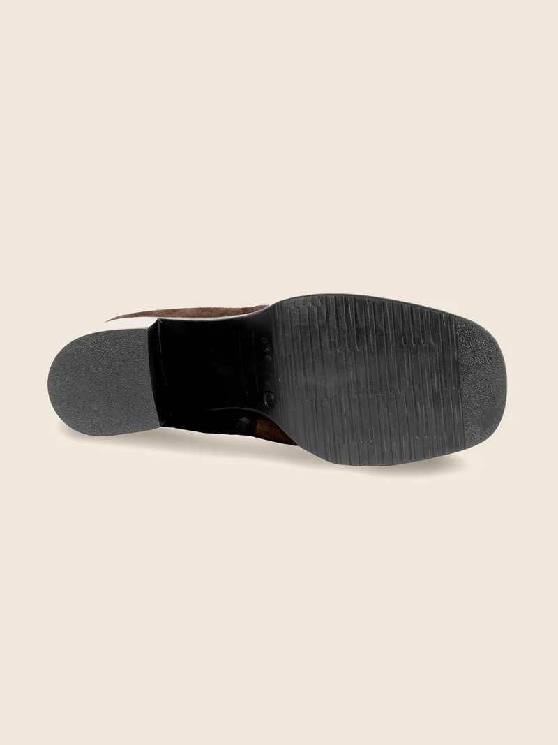 Bottines plateforme cuir daim marron