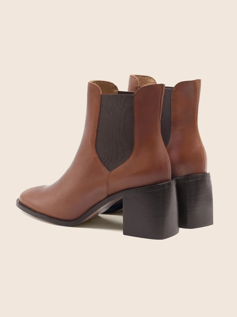 Bottines Chelsea talon cuir camel