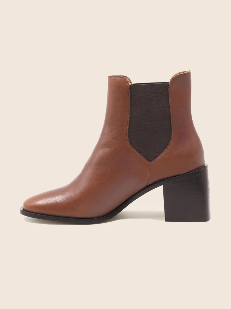 Bottines Chelsea talon cuir camel