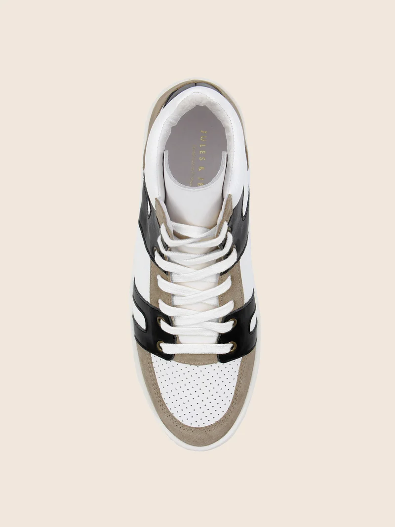 Baskets montantes cuir blanc noir