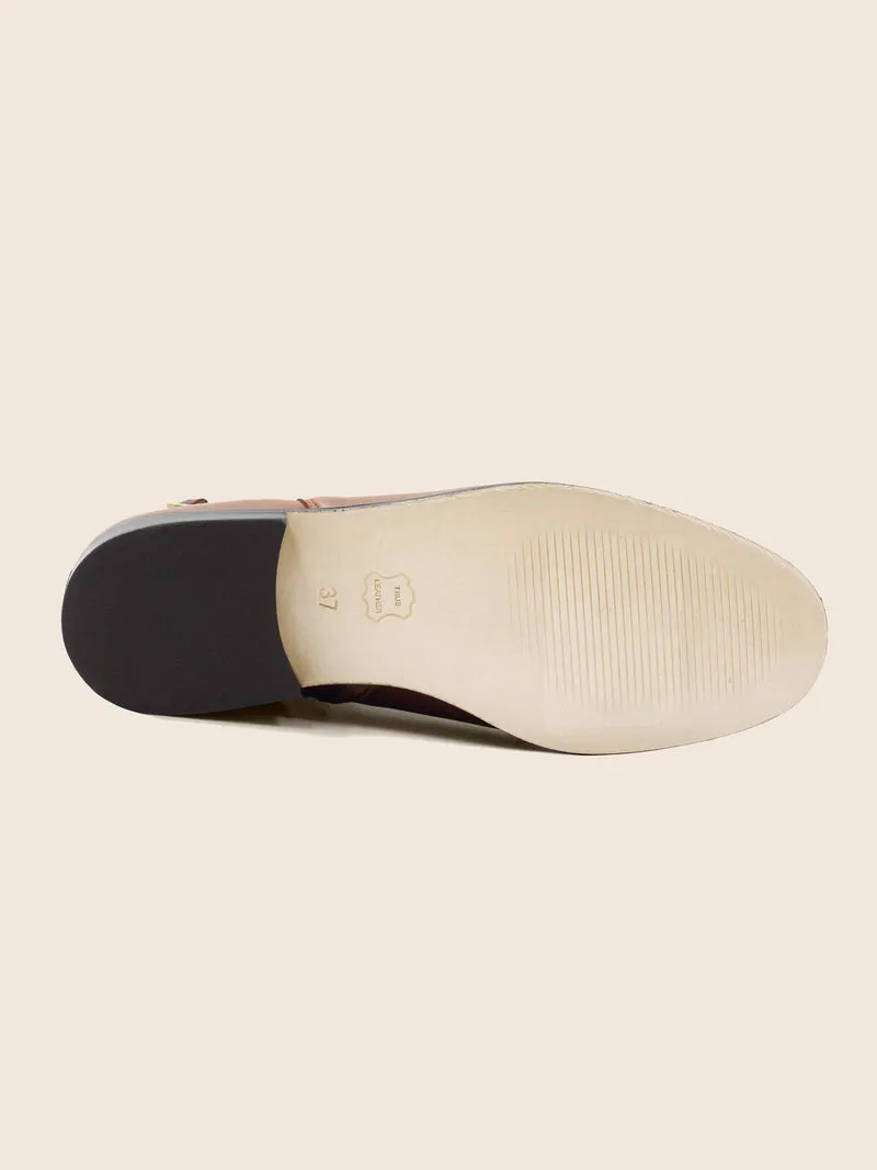 Bottines cavalières plates cuir camel