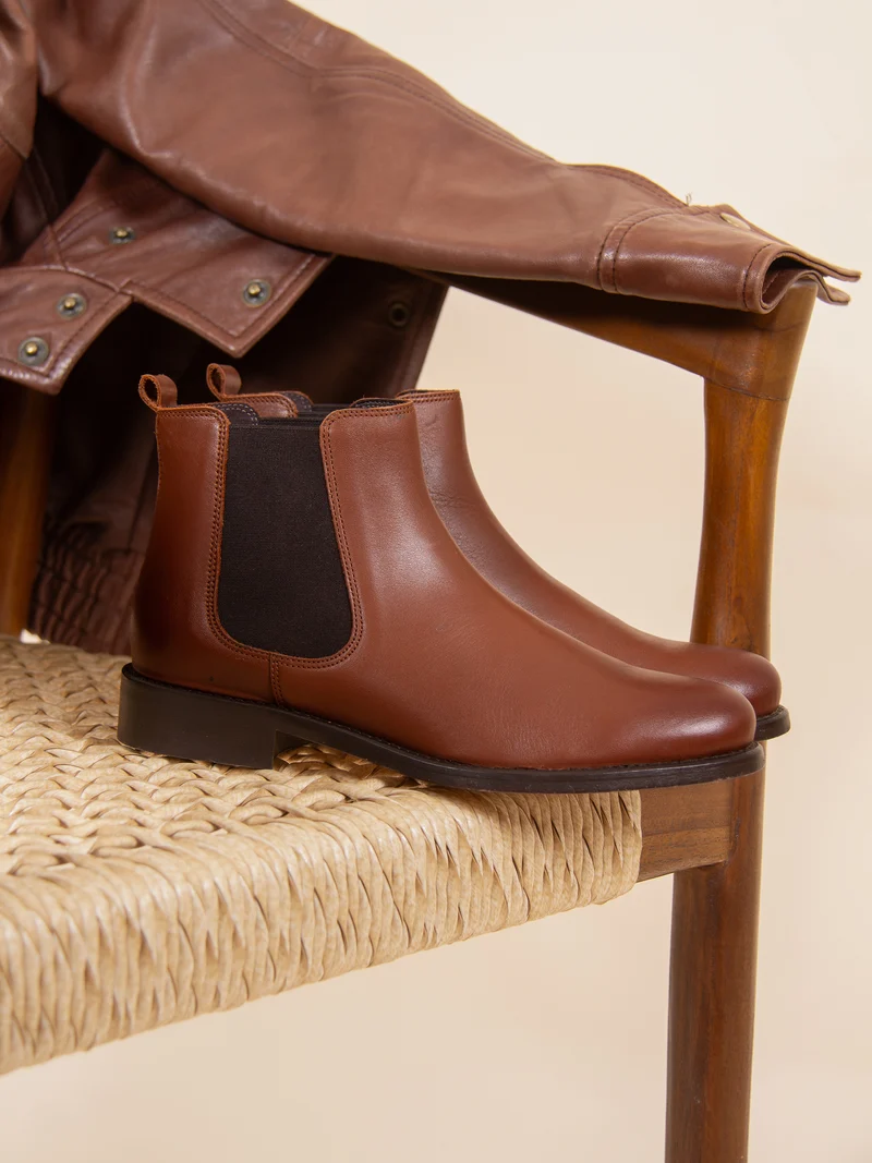 Bottines Chelsea cuir camel