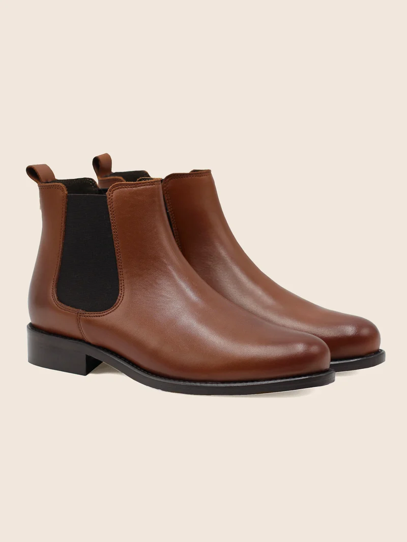Bottines Chelsea cuir camel
