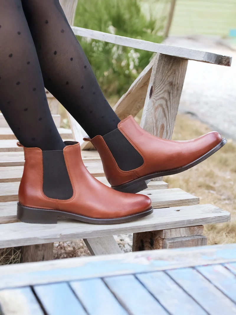 Bottines Chelsea cuir camel