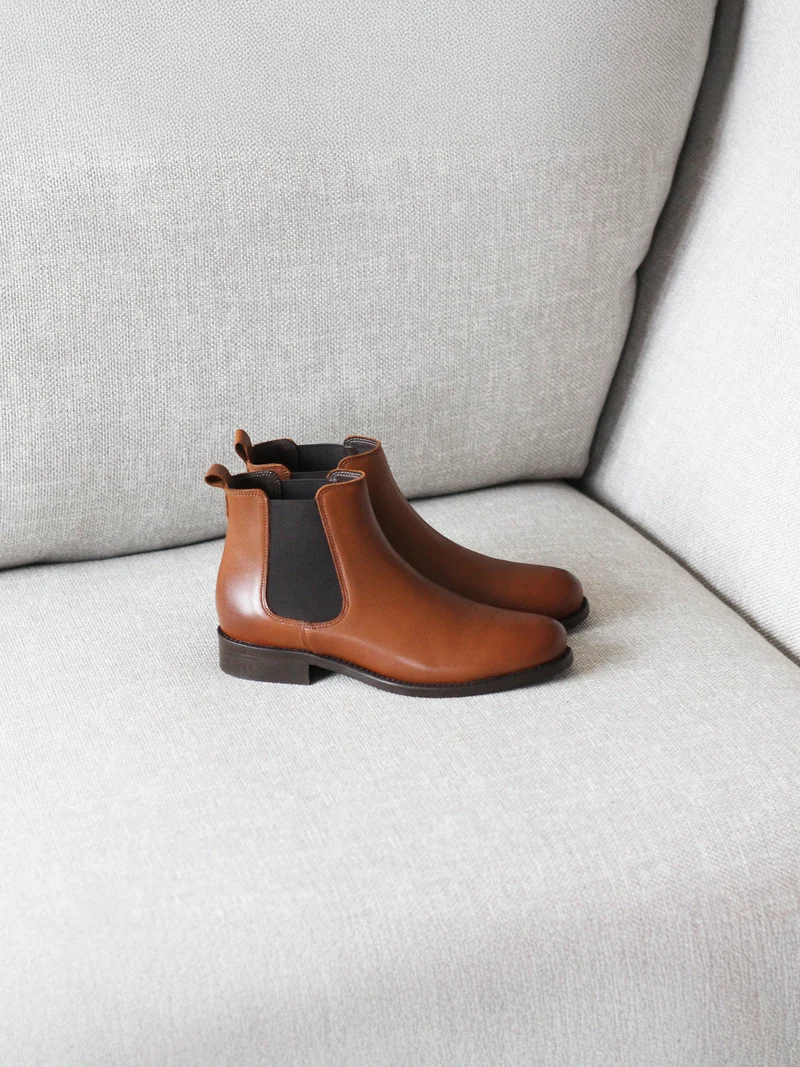 Bottines Chelsea cuir camel