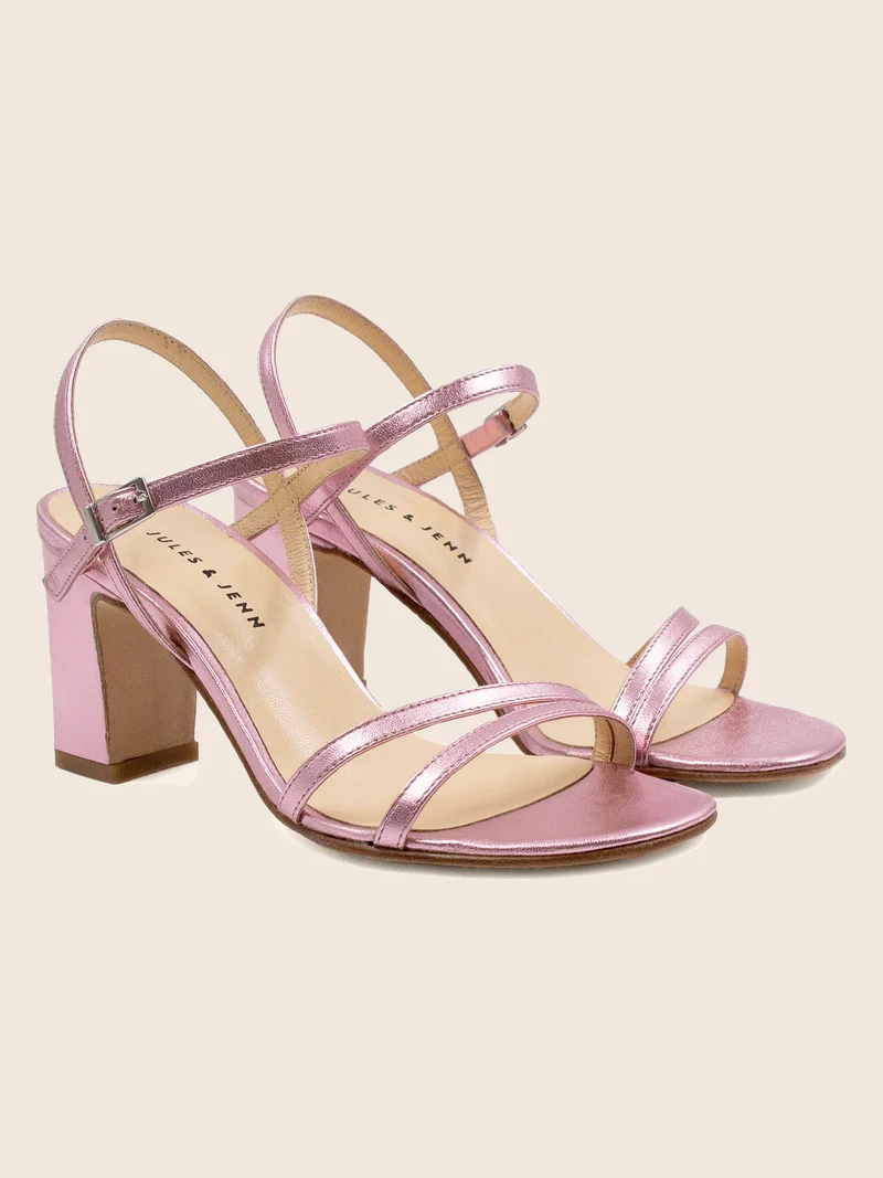 Sandales talon épurées cuir rose